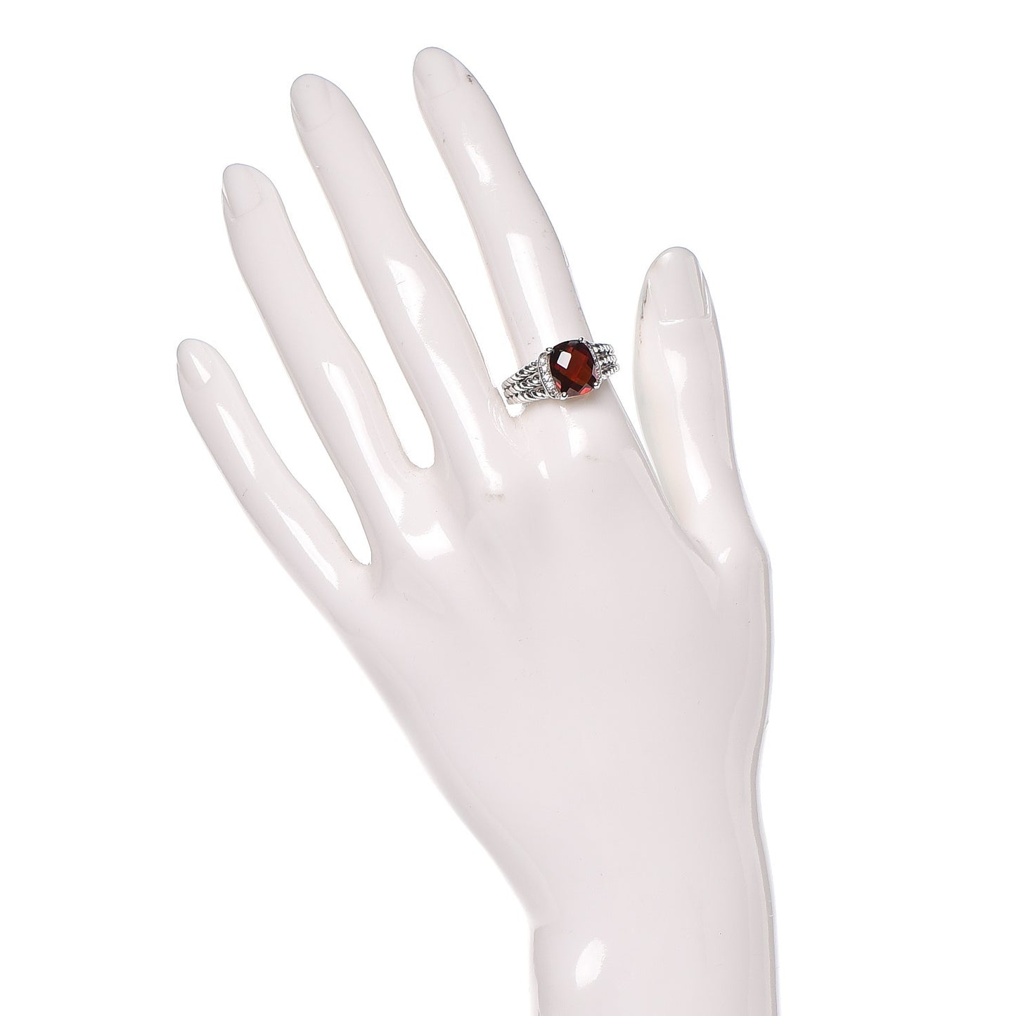Sterling Silver Diamond Garnet 10mm Petite Wheaton Ring 57 8