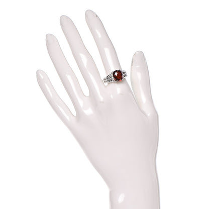 David Yurman Sterling Silver Diamond Garnet 10mm Petite Wheaton Ring 57 8 2 of 4