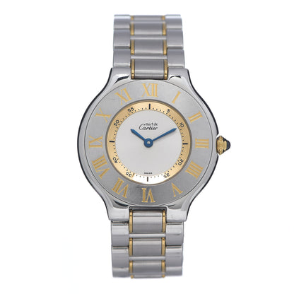 Cartier Stainless Steel 18K Yellow Gold 31mm Must De 21 Quartz Watch 1 of 4