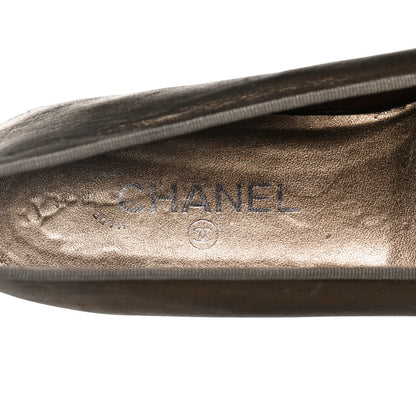Chanel Metallic Lambskin CC Cap Toe Ballerina Flats 41 Bronze 9 of 14