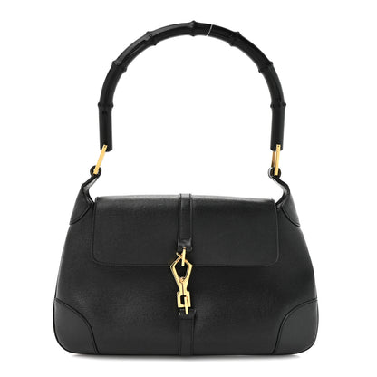 Gucci Calfskin Bamboo Handle Jackie O Hobo Black 1 of 13