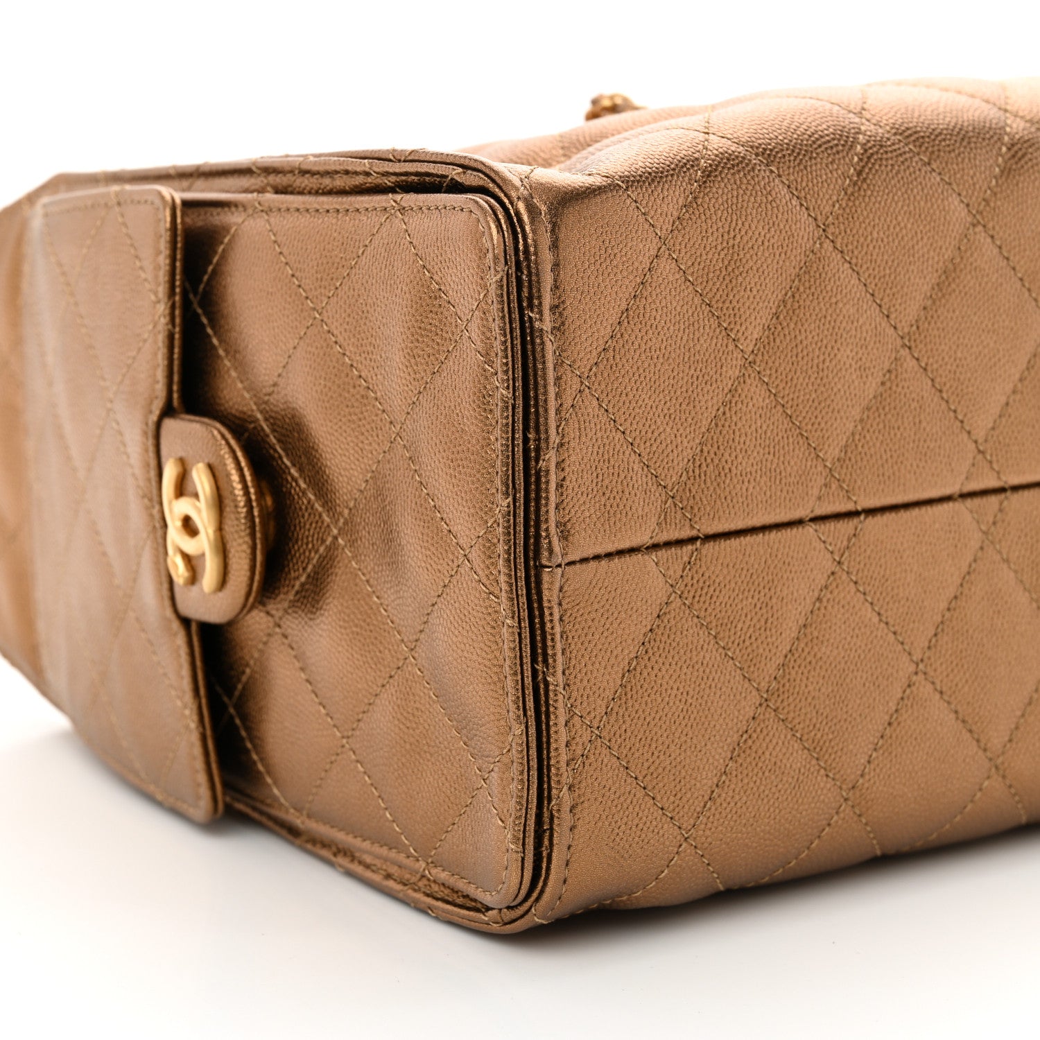 Chanel Metallic Caviar Quilted Small Chanel 25 Handbag Bronze