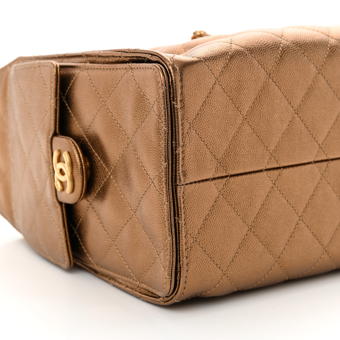 Metallic Caviar Quilted Small Chanel 25 Handbag Bronze