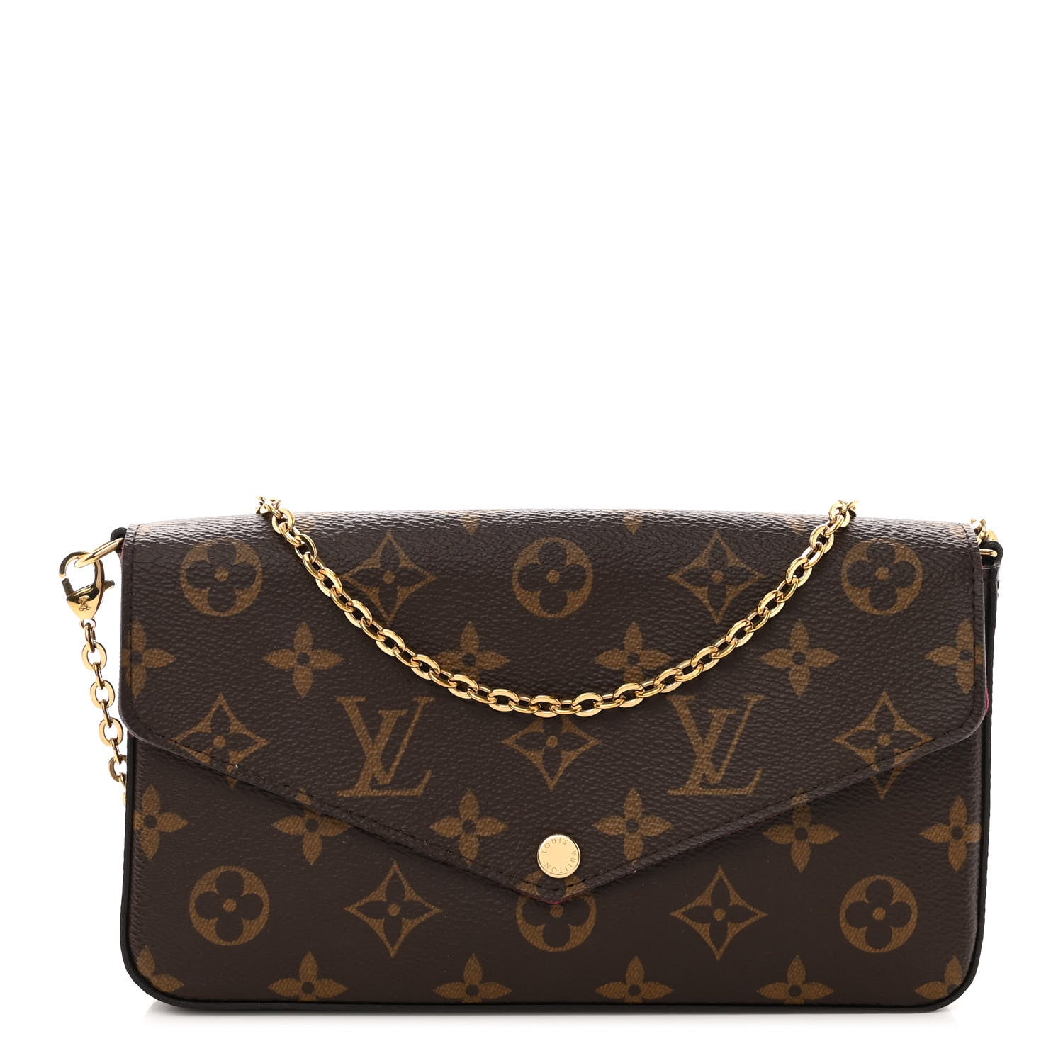 Louis Vuitton Monogram Pochette Felicie Chain Wallet Fuchsia 1 of 9