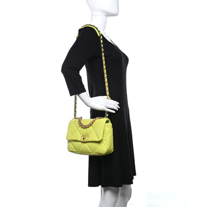 Chanel Shiny Lambskin Quilted Medium Chanel 19 Flap Neon Yellow 2 of 16