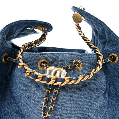 Chanel Washed Denim Quilted Small Chanel 25 Handbag Blue 8 of 10