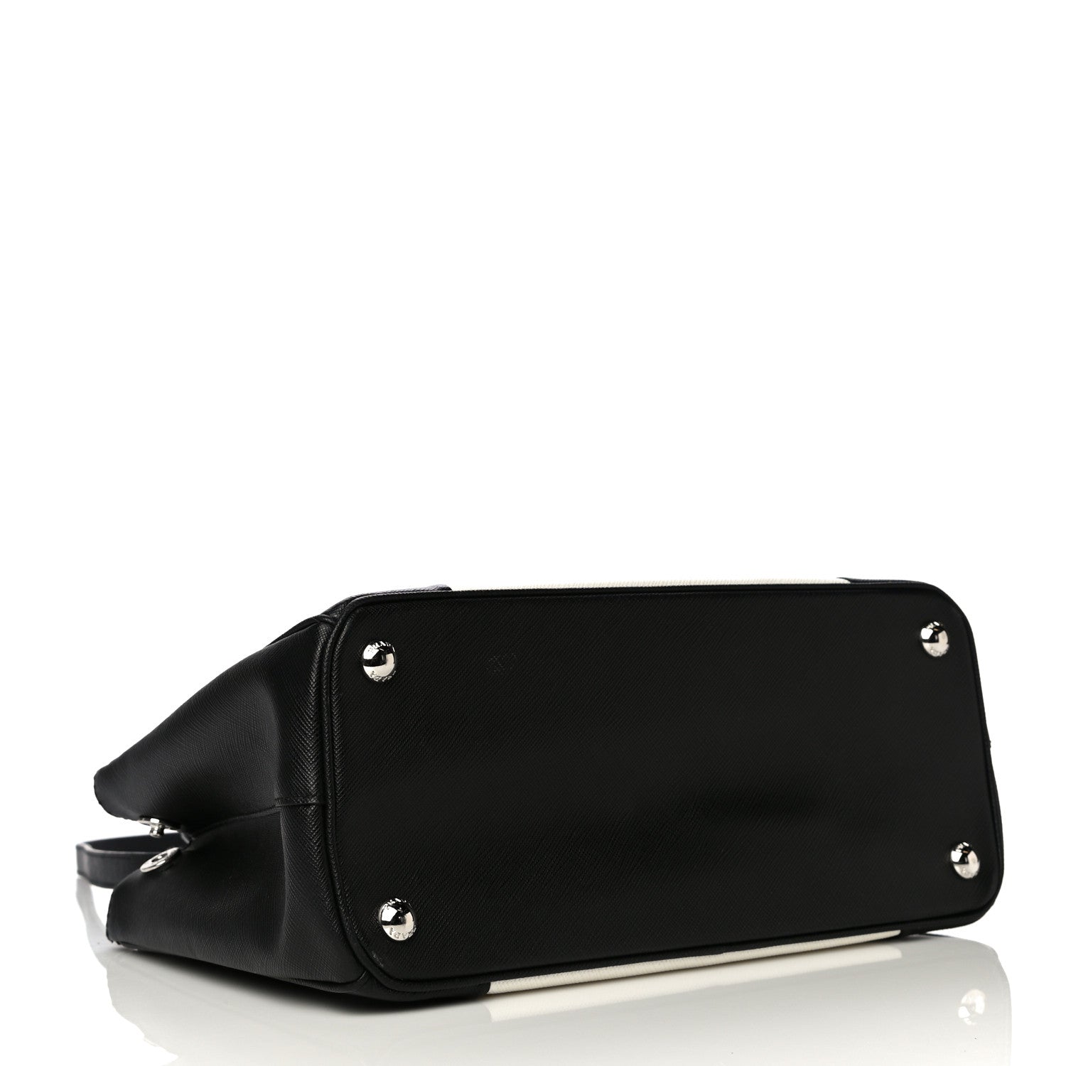 Prada Saffiano Lux Small Bi-Color Galleria Double Zip Tote Black White 3 of 13