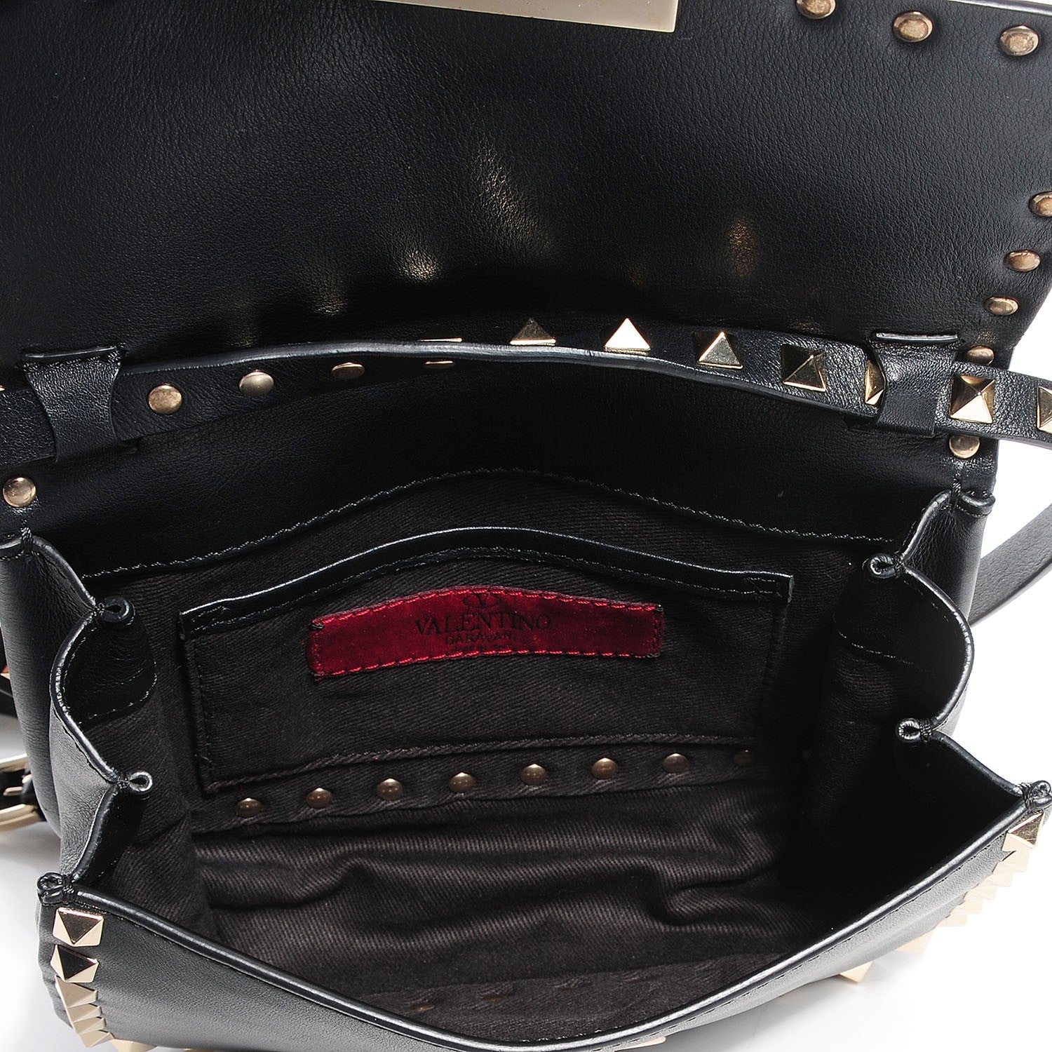 Valentino Garavani Vitello Mini Rockstud Flap Saddle Crossbody Bag Black 6 of 7