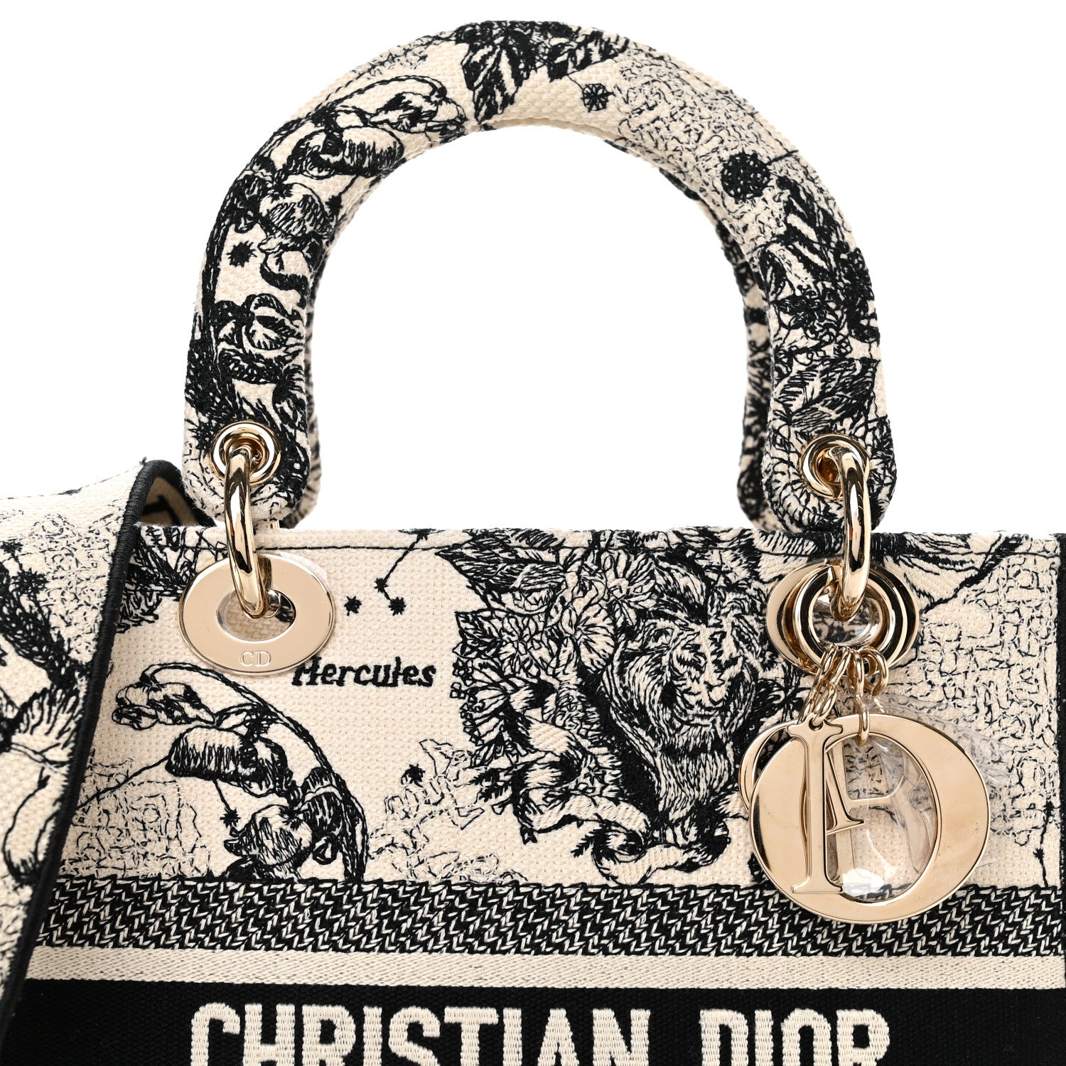 Christian Dior Canvas Embroidered Zodiac Toile De Jouy Medium Lady D-Lite Latte 7 of 11