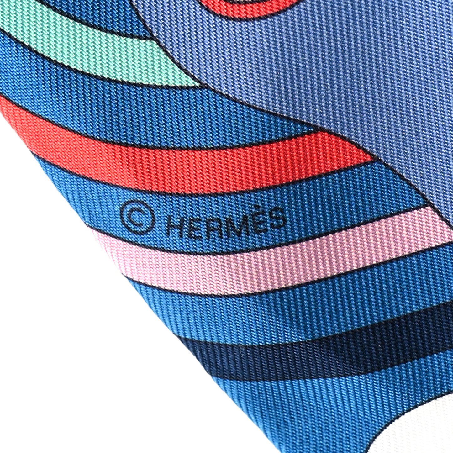 Silk Carres Volants Twilly Bleu Jaune Vif Multicolor