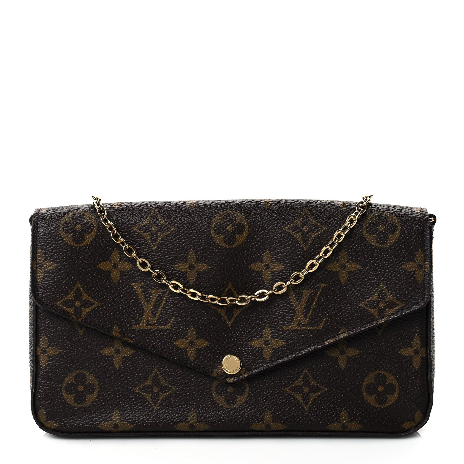 Louis Vuitton Monogram Pochette Felicie Chain Wallet Fuchsia 1 of 10