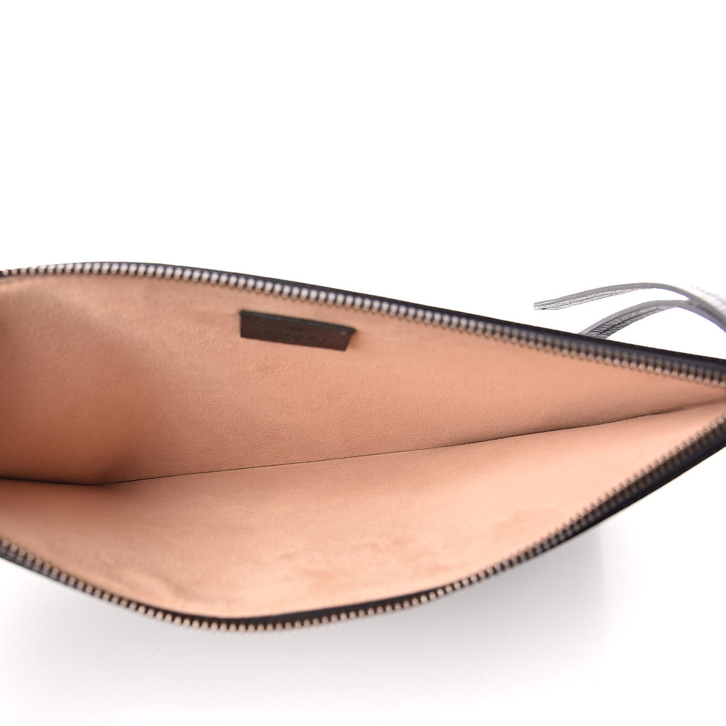 Pebbled Calfskin Butterfly Zip Pouch Black