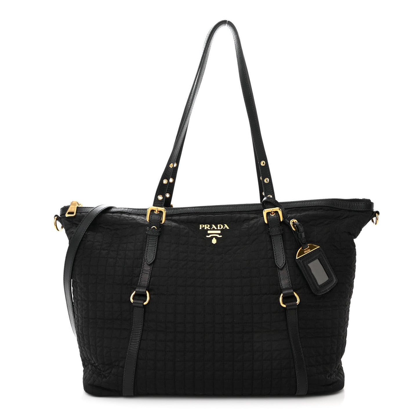 Nylon Tessuto Quilted Shoulder Bag Black