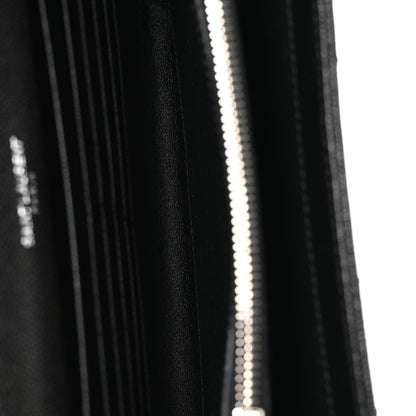 Saint Laurent Grain De Poudre Matelasse Chevron Monogram Chain Wallet Black 8 of 19