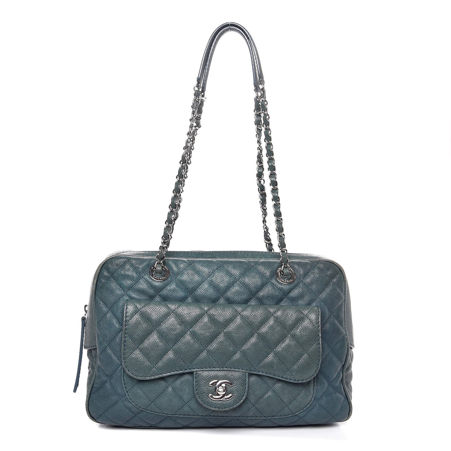 Caviar Quilted Large Paradoxal Camera Case Turquoise