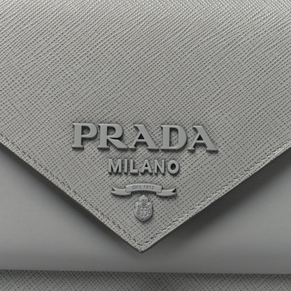 Prada Saffiano Calfskin Monochrome Envelope Crossbody Grey 7 of 9