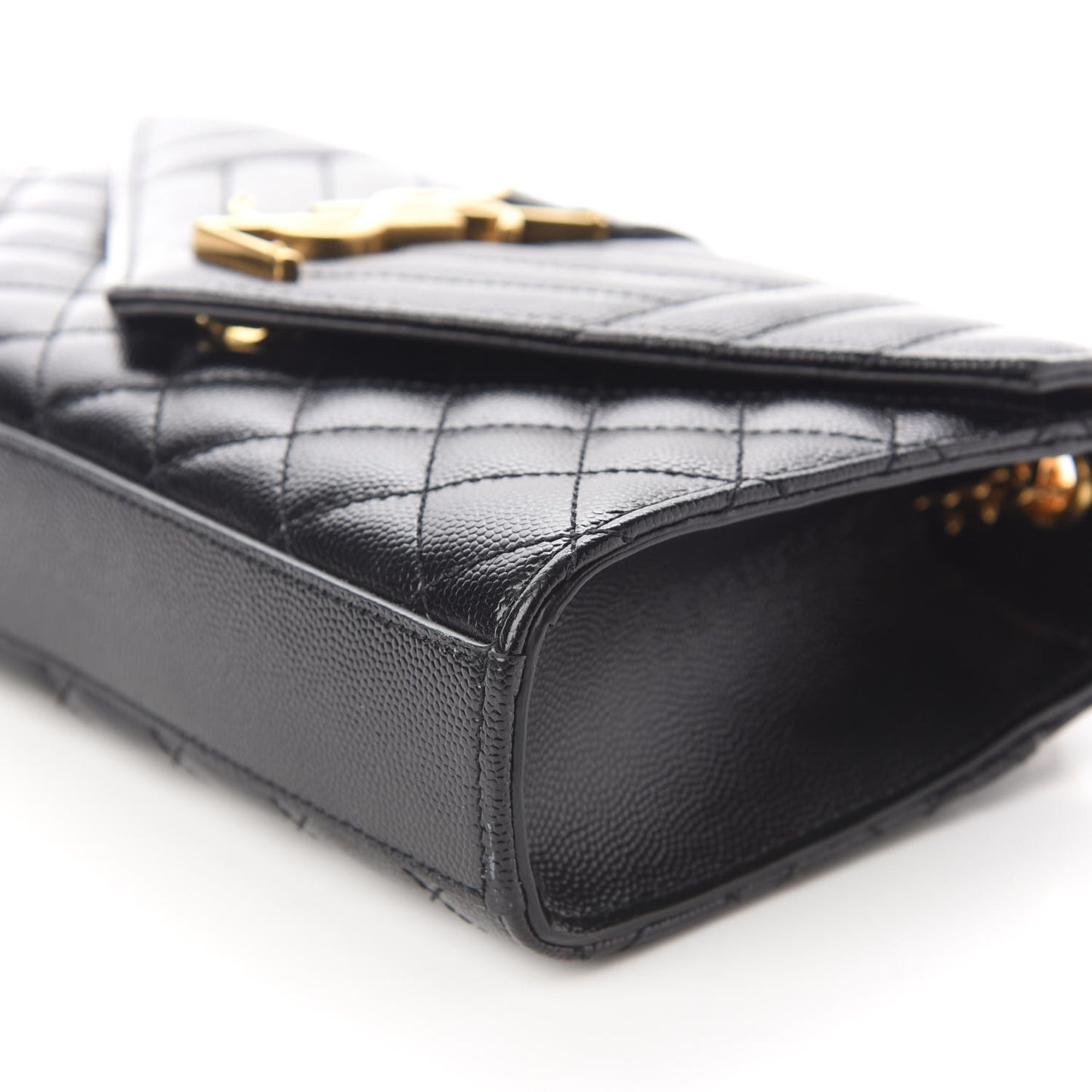 Grain De Poudre Textured Mixed Matelasse Triquilt Small Monogram Satchel Black