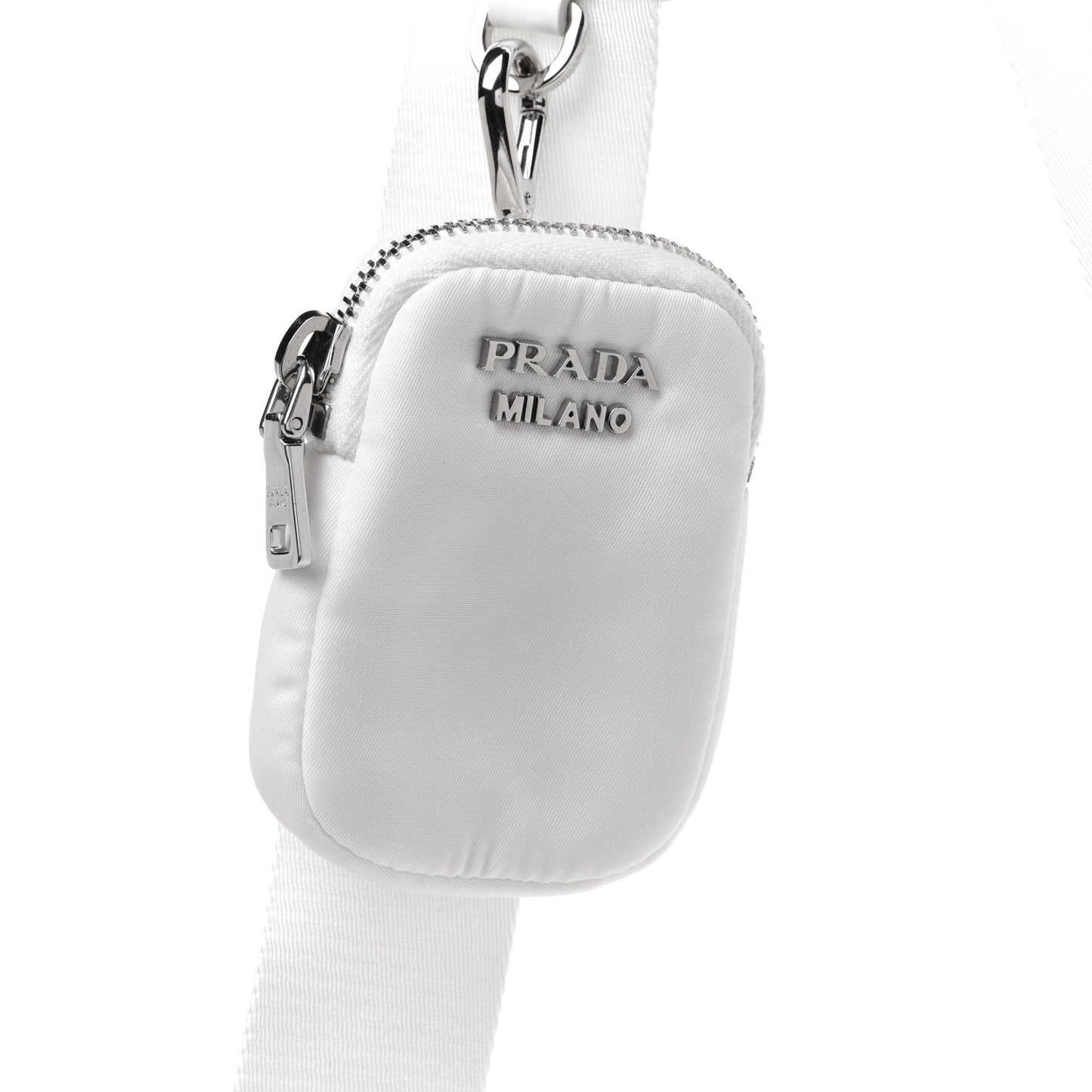 Re-Nylon Spazzolato Double Pocket Buckle Shoulder Bag White