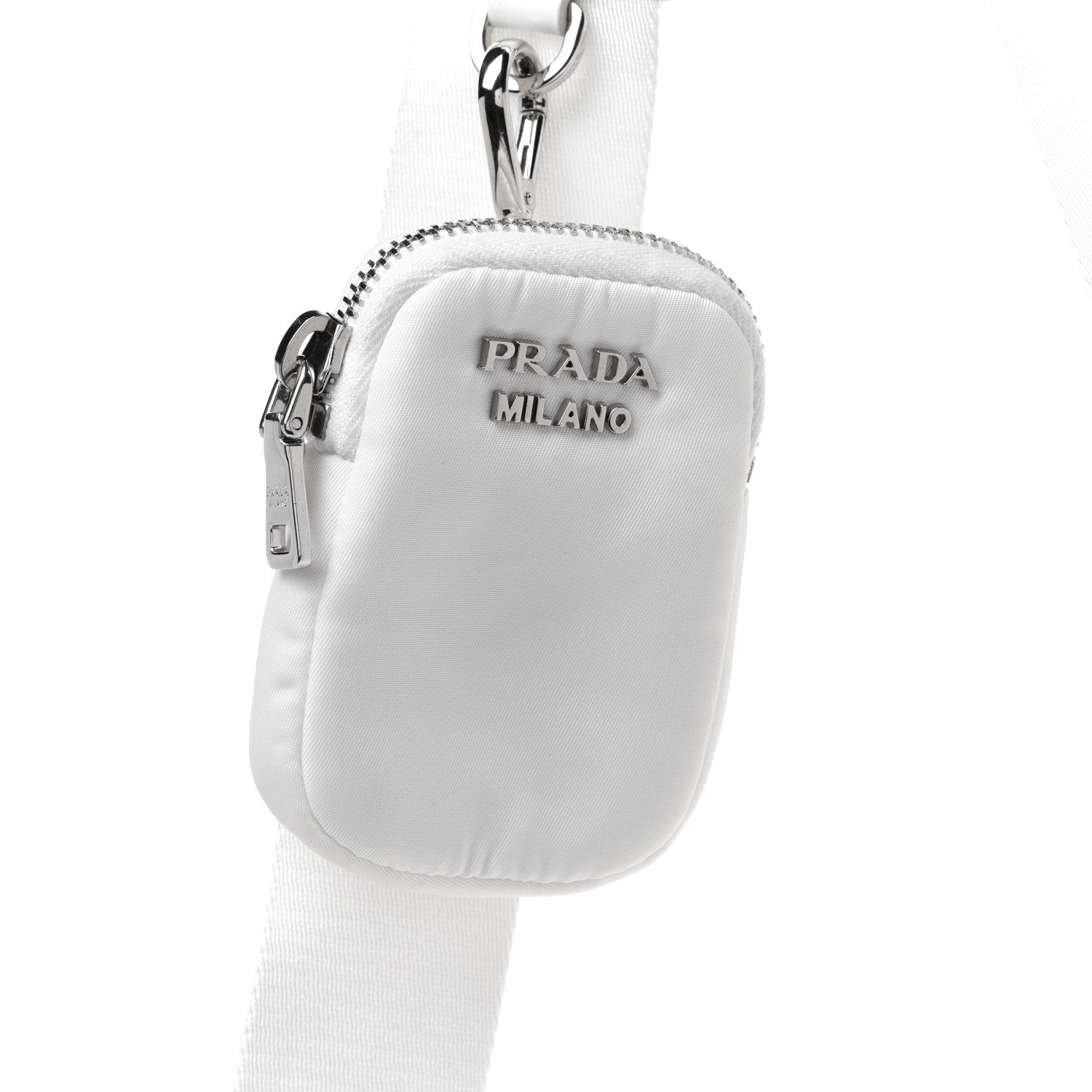 Prada Re-Nylon Spazzolato Double Pocket Buckle Shoulder Bag White 10 of 12