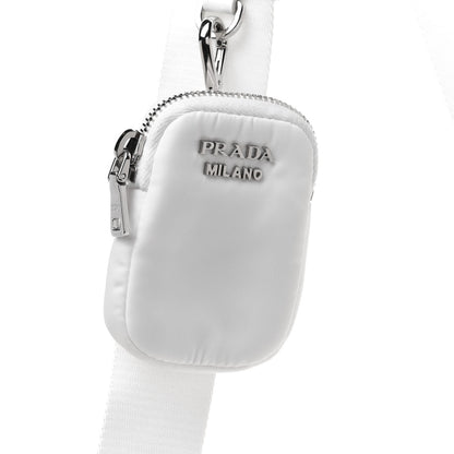 Prada Re-Nylon Spazzolato Double Pocket Buckle Shoulder Bag White 10 of 12