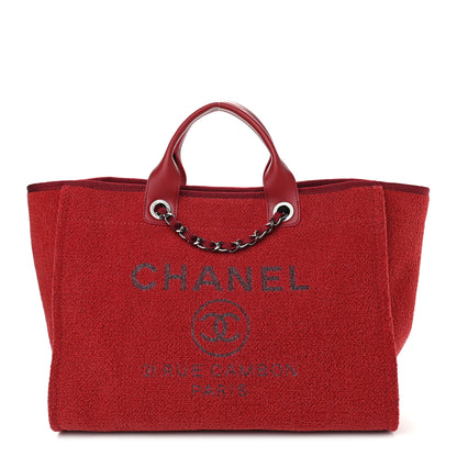 Chanel Lurex Boucle Medium Deauville Tote Red 1 of 8