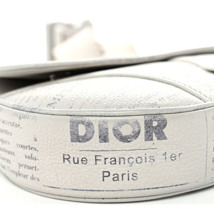 Christian Dior X Daniel Arsham Grained Calfskin Newspaper Print Saddle Bag White 9 of 10