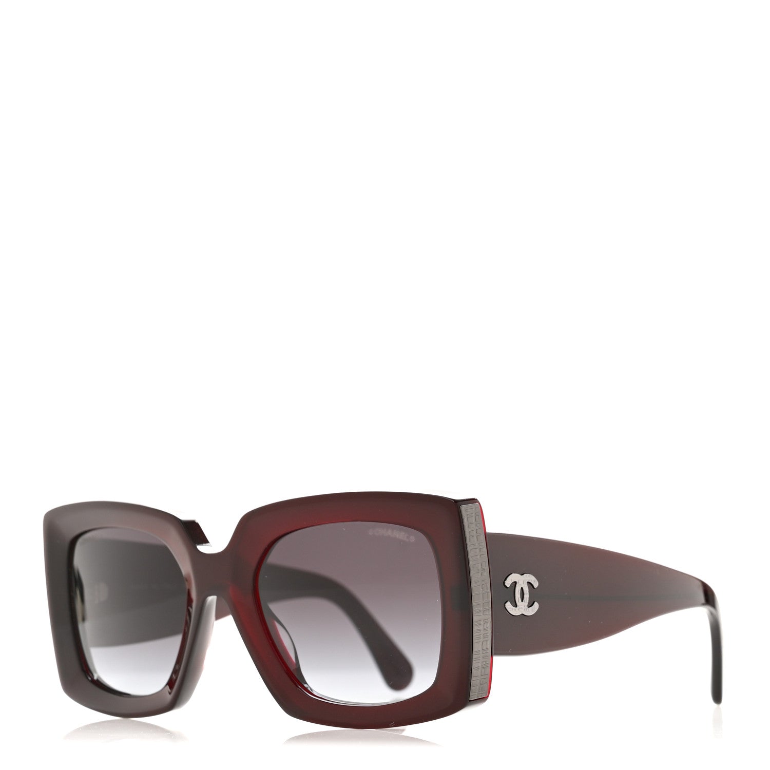 Chanel Acetate Rectangle Sunglasses 5435-A Burgundy 1 of 8