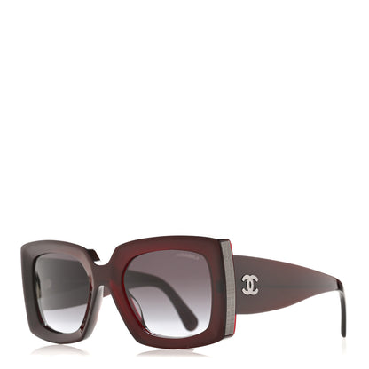 Chanel Acetate Rectangle Sunglasses 5435-A Burgundy 1 of 8