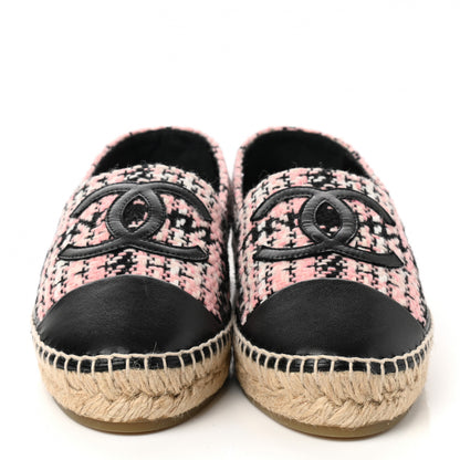 Chanel Tweed Lambskin CC Espadrilles 41 Pink Black 2 of 10