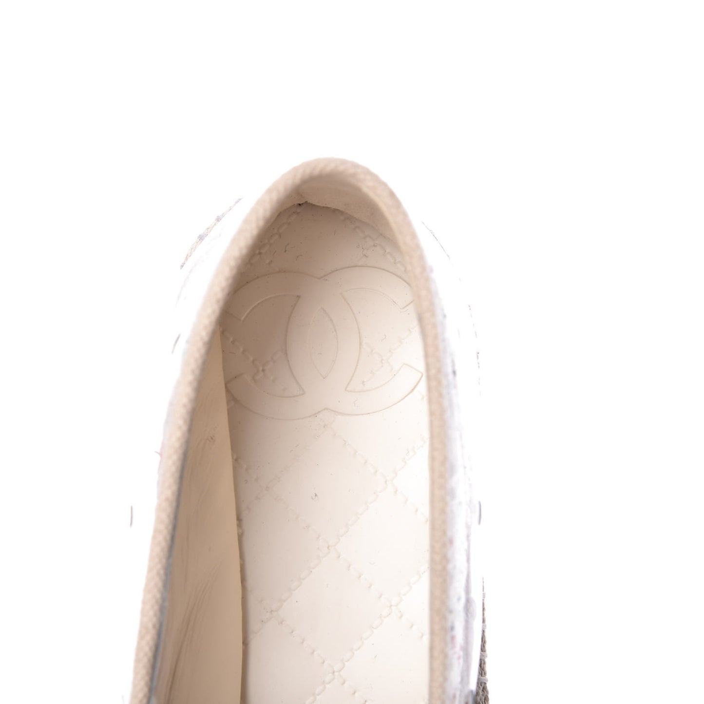 PVC Tweed CC Espadrilles 40 White Multicolor