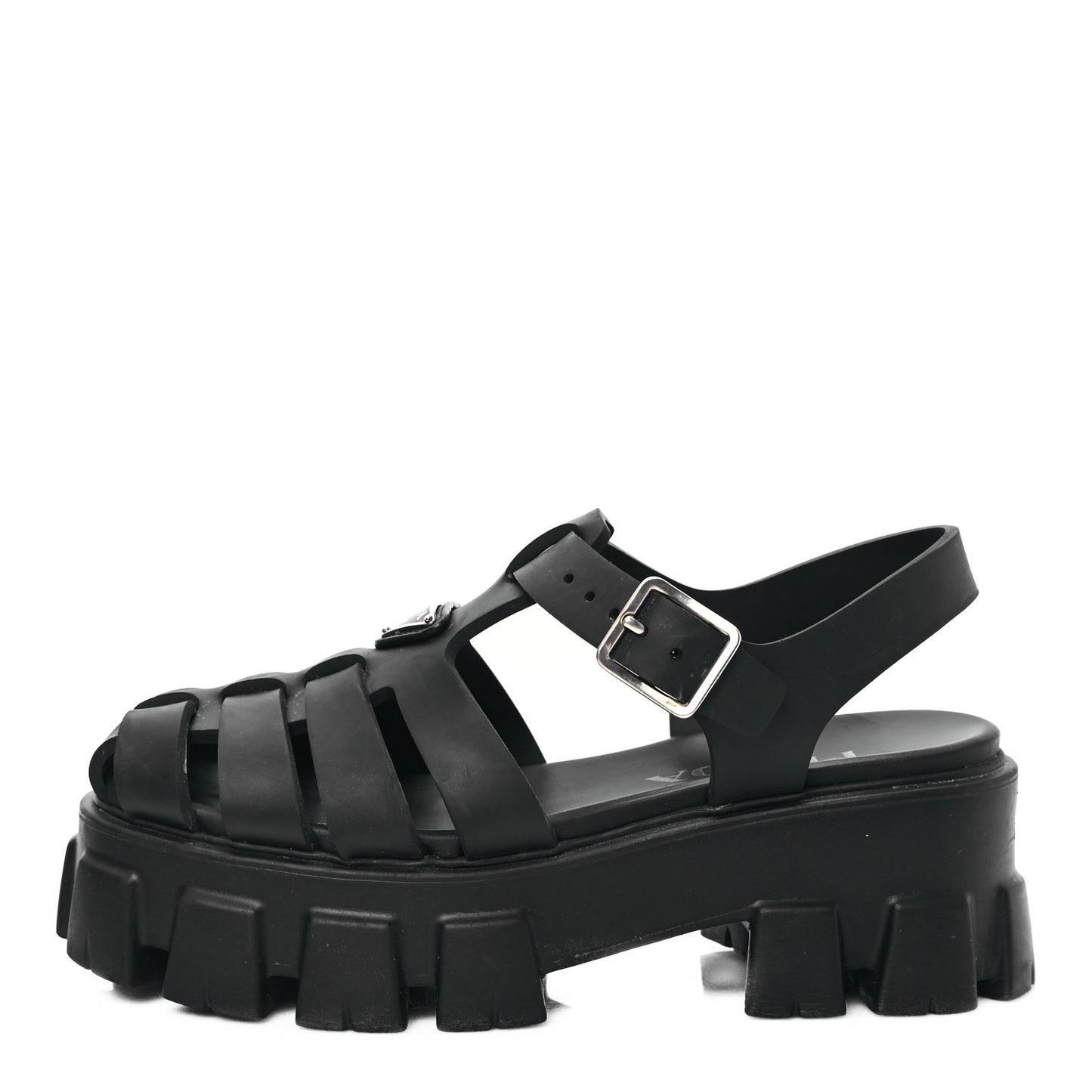 Foam Rubber Triangle Logo Monolith 55mm Cage Sandals 37 Black