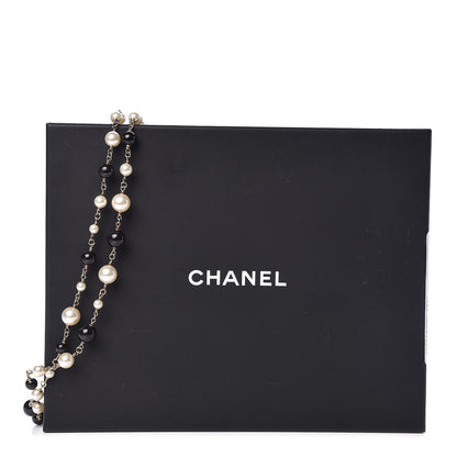 Chanel Pearl Bead Enamel CC Baroque Long Necklace Black Gold 5 of 5