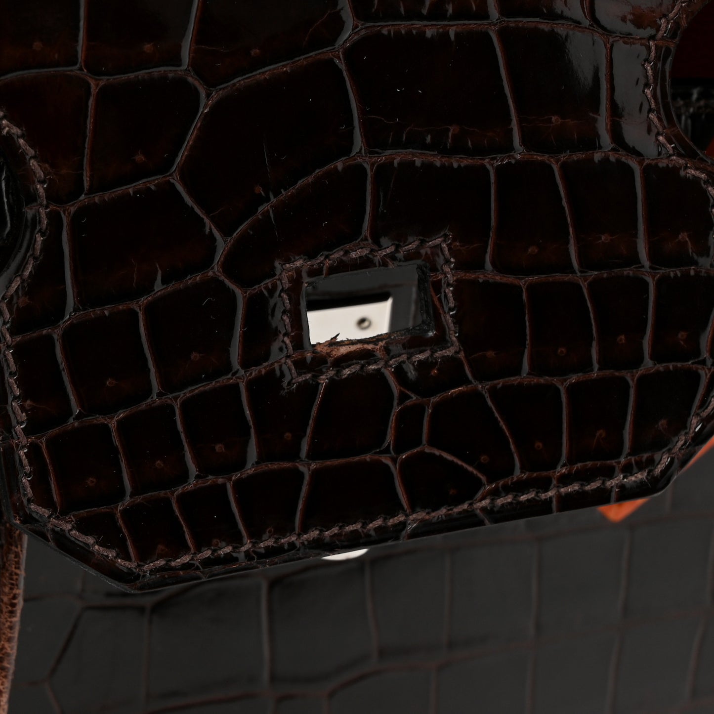Shiny Porosus Crocodile Birkin 35 Havane Orange