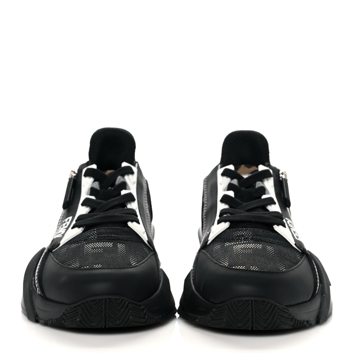 Nylon Lycra FF Womens Fendi Flow Low Top Sneakers 38 Black Silver Anthracite
