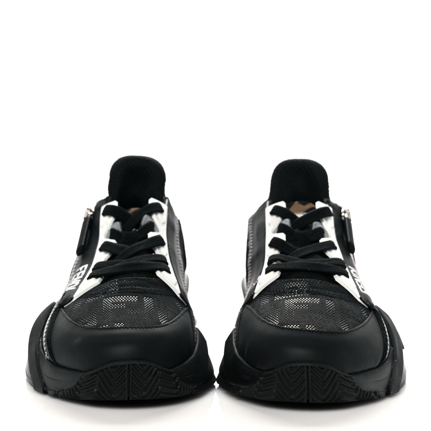 Fendi Nylon Lycra FF Womens Fendi Flow Low Top Sneakers 38 Black Silver Anthracite 2 of 8