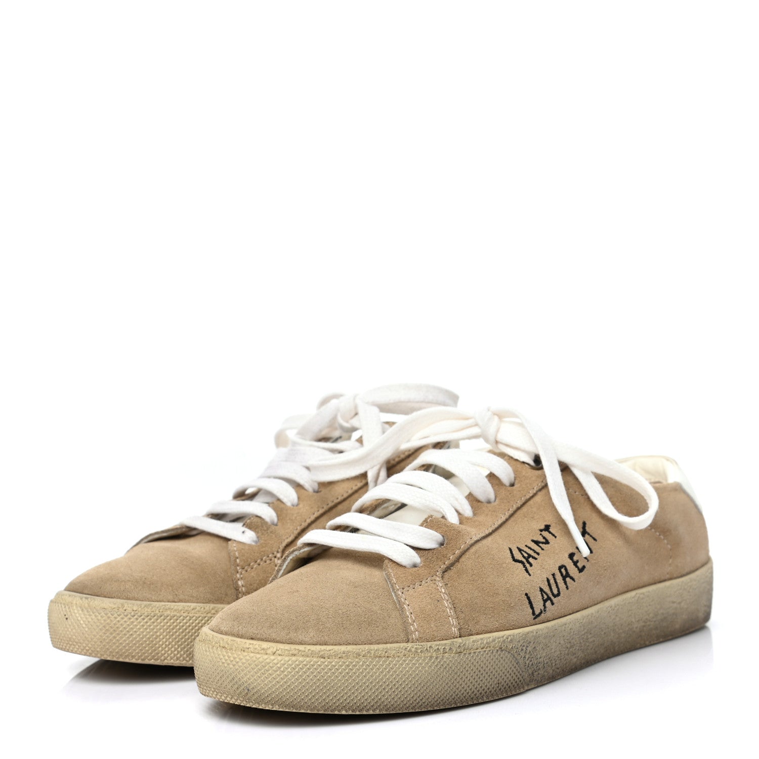 Saint Laurent Distressed Suede Womens Court Classic Sneakers 38 Desert 3 of 10