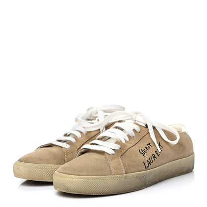 Saint Laurent Distressed Suede Womens Court Classic Sneakers 38 Desert 3 of 10