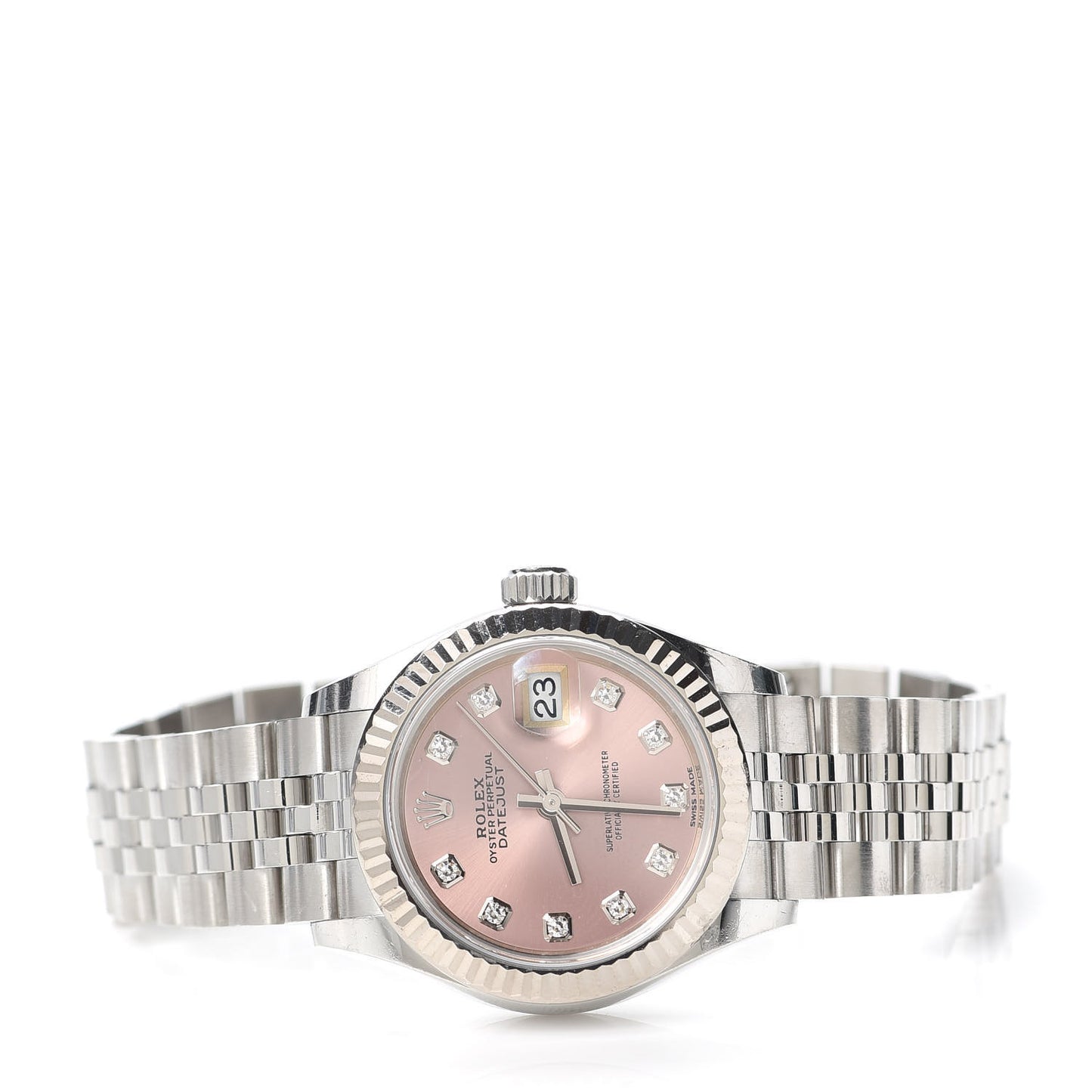 Stainless Steel 18K White Gold Diamond 28mm Oyster Perpetual Datejust Watch Pink 279174