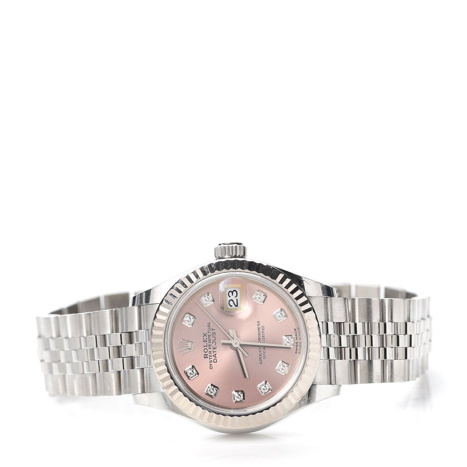 Rolex Stainless Steel 18K White Gold Diamond 28mm Oyster Perpetual Datejust Watch Pink 279174 2 of 6