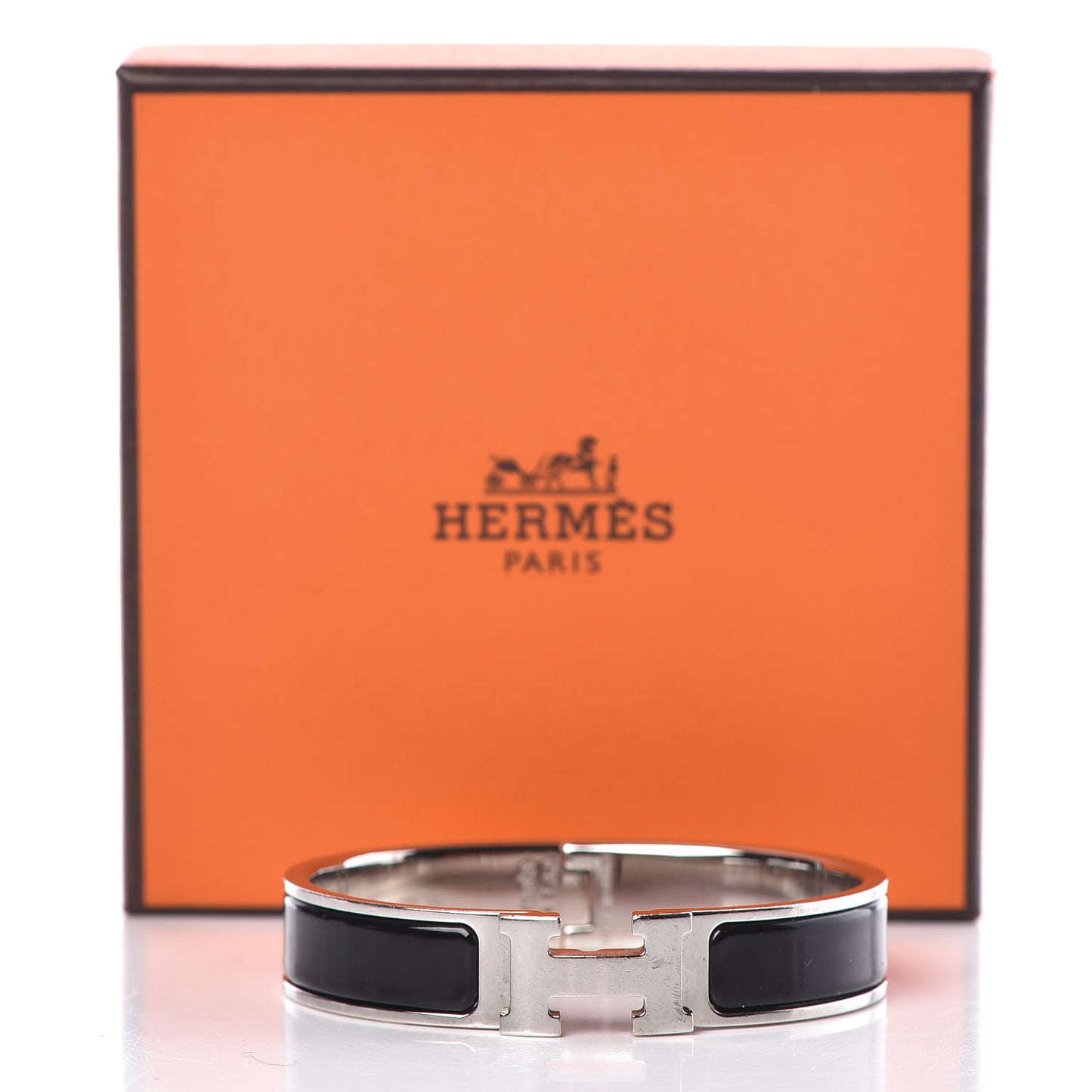 Enamel Narrow Clic Clac H Bracelet PM Black