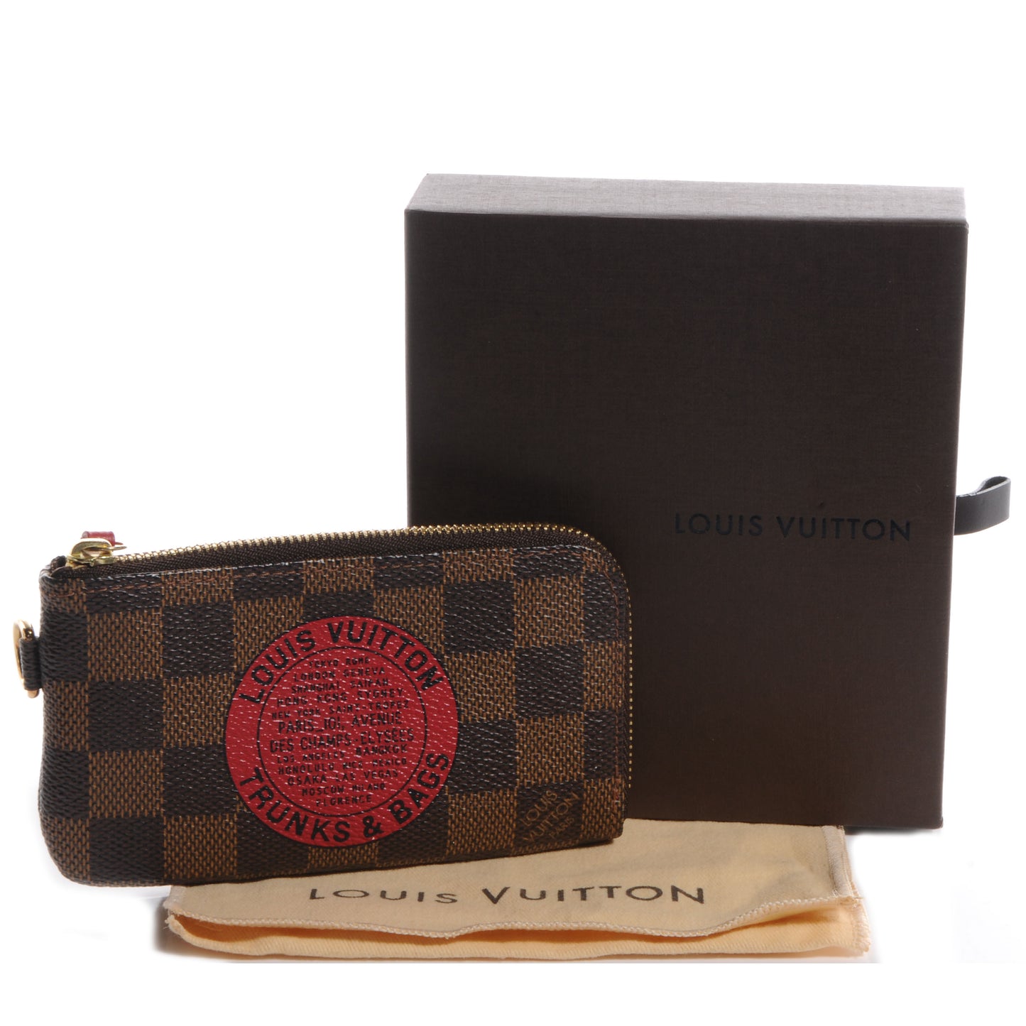 Damier Ebene Complice Trunks and Bags Key Pouch Red