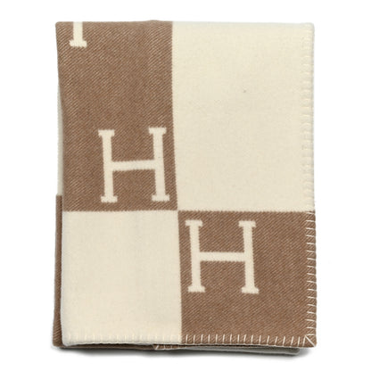 Hermes Wool Cashmere Avalon Baby Blanket Noisette Moyen White 1 of 3