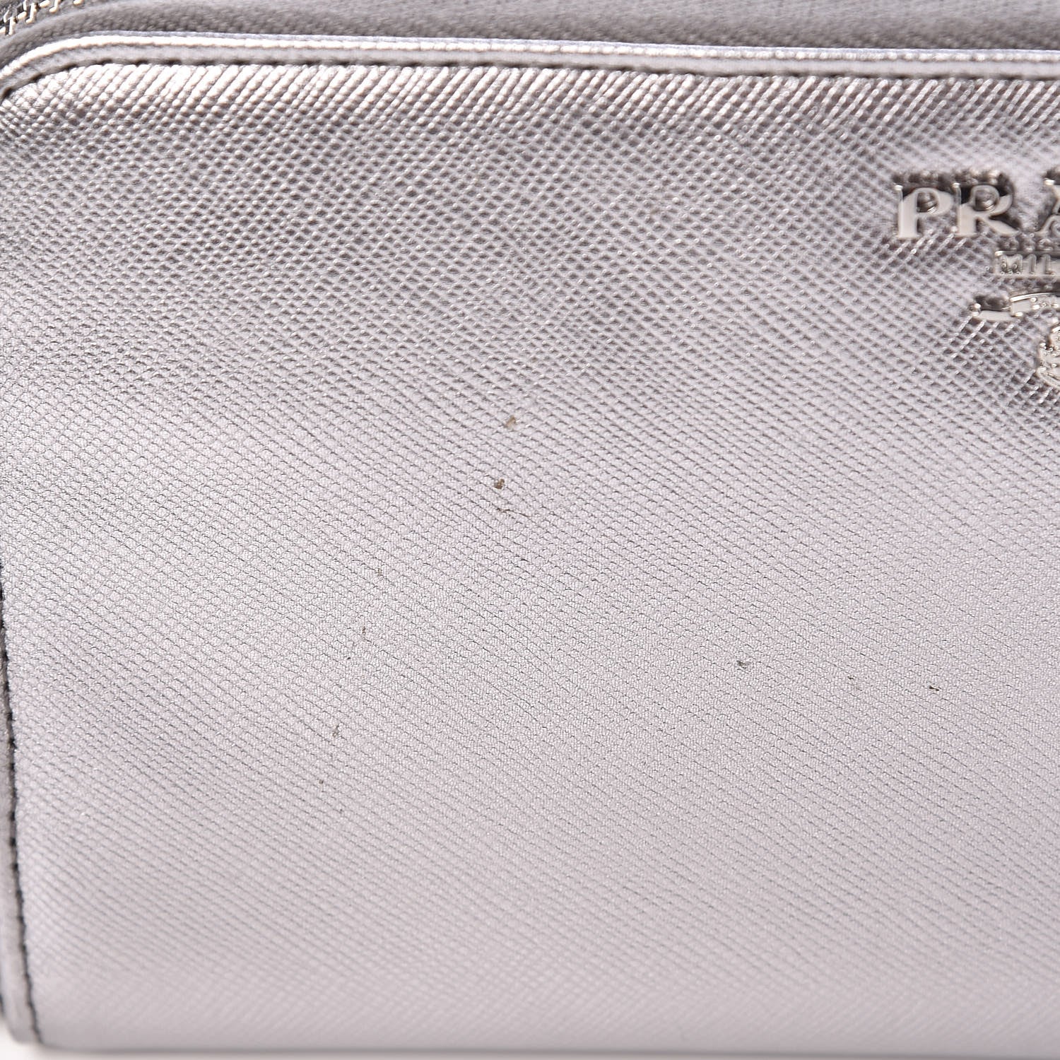 Prada Saffiano Metal Zip Around Wallet Argento 8 of 8