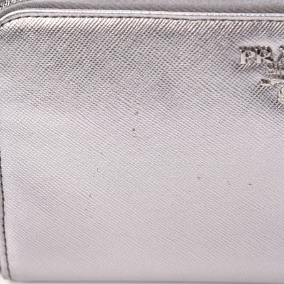 Prada Saffiano Metal Zip Around Wallet Argento 8 of 8