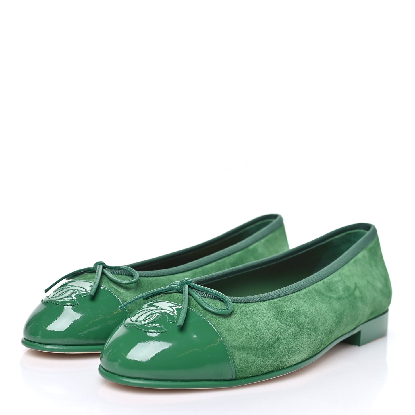 Suede Patent Cap Toe CC Ballerina Flats 37.5 Green