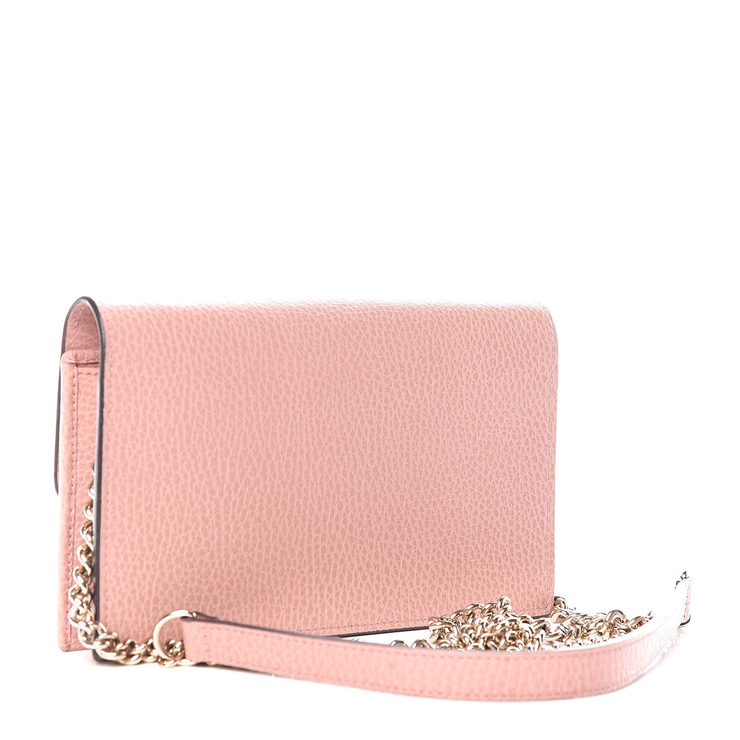 Dollar Calfskin Interlocking G Chain Wallet Soft Pink