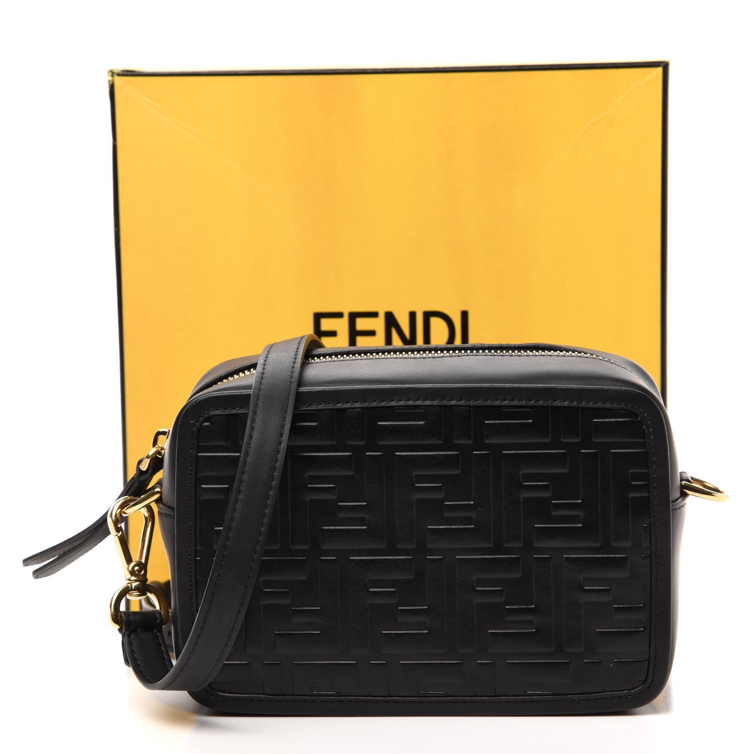 Fendi Vitello Century FF 1974 Embossed Mini Camera Case Black 12 of 12