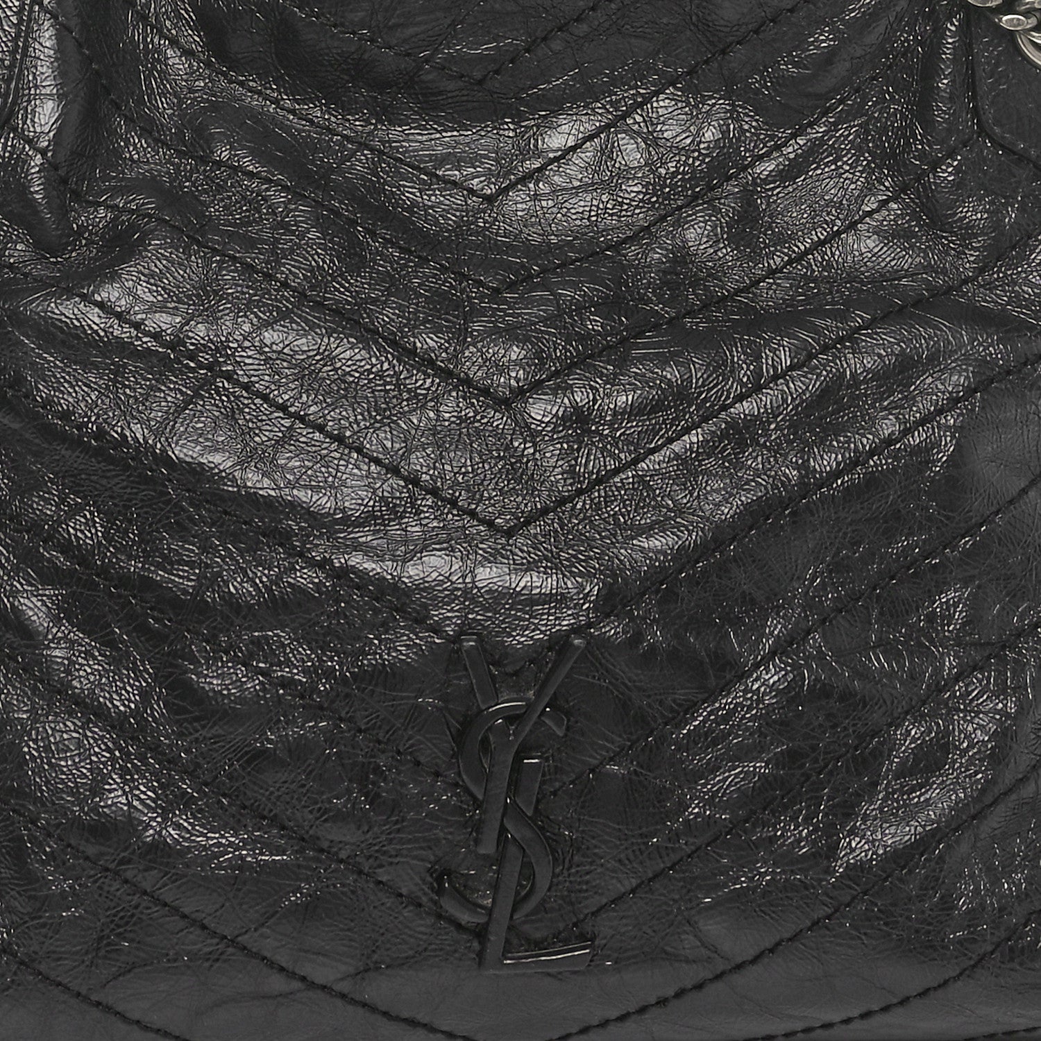Saint Laurent Crinkled Calfskin Matelasse Monogram Medium Niki Shopper Tote Black 8 of 10
