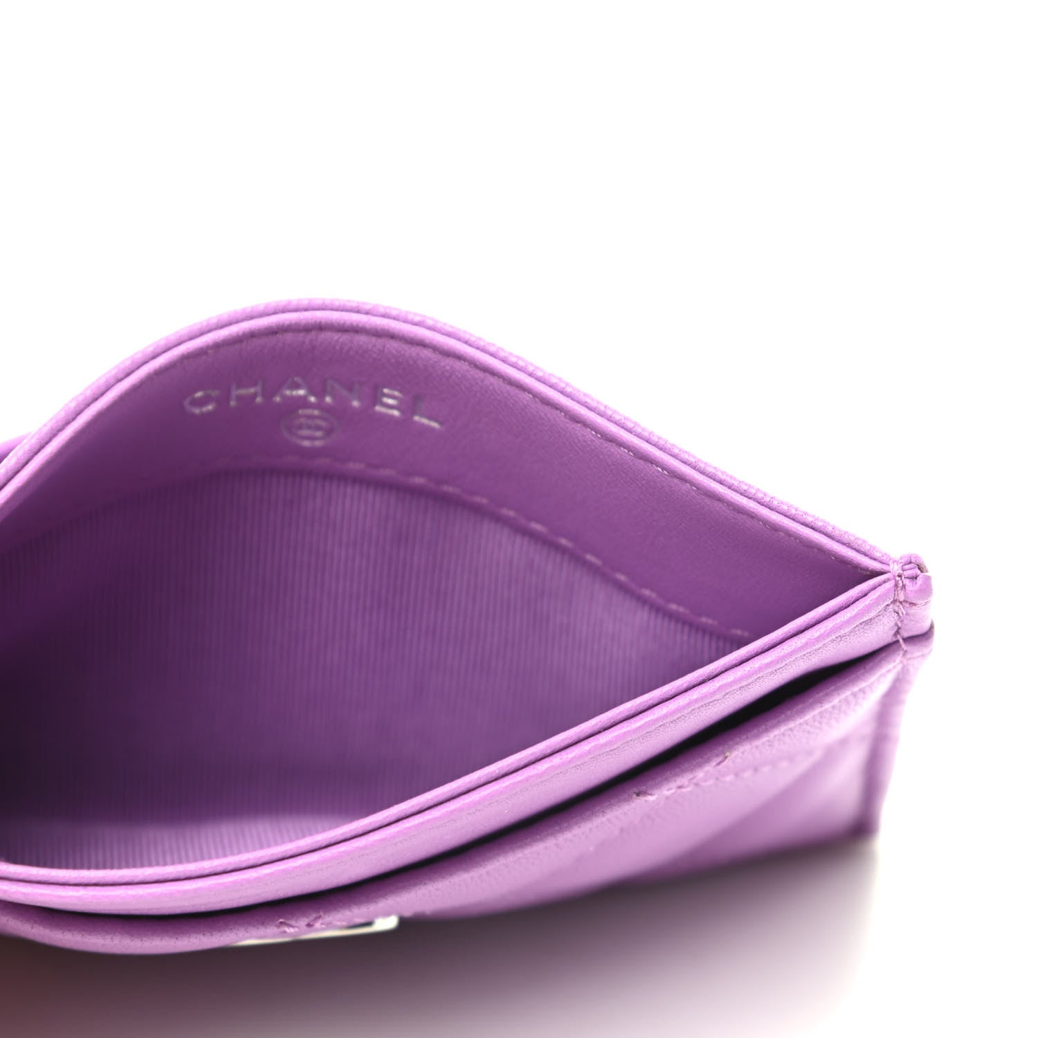 Chanel Lambskin Quilted Card Holder Purple 5 of 8