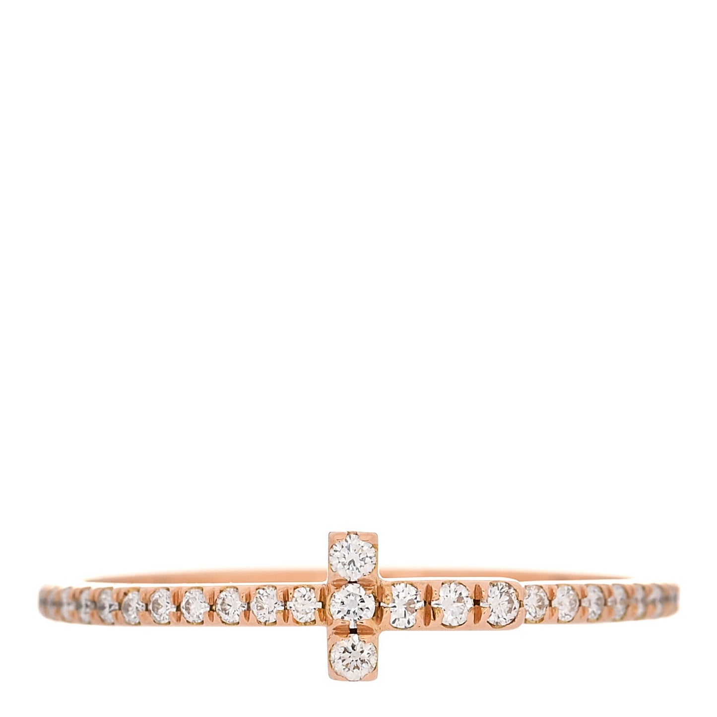 18K Rose Gold Diamond T Wire Pave Ring 54 7